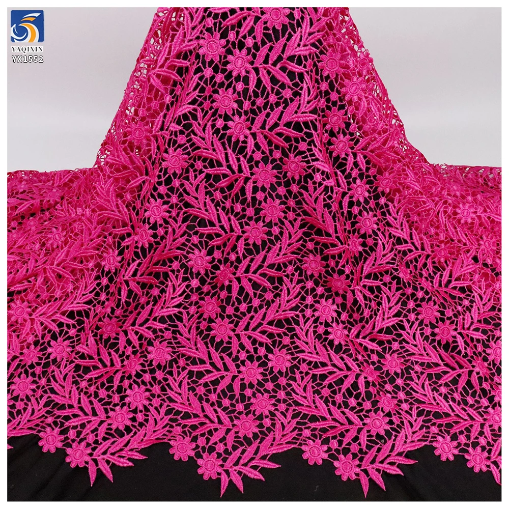 YX1552 Custom Color Floral Embroidery Lace Fabric Openwork Water Soluble Material for Fashion Apparel - 100% Polyester, 152...