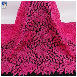 YX1552 Custom Color Floral Embroidery Lace Fabric Openwork Water Soluble Material for Fashion Apparel - 100% Polyester, 152...