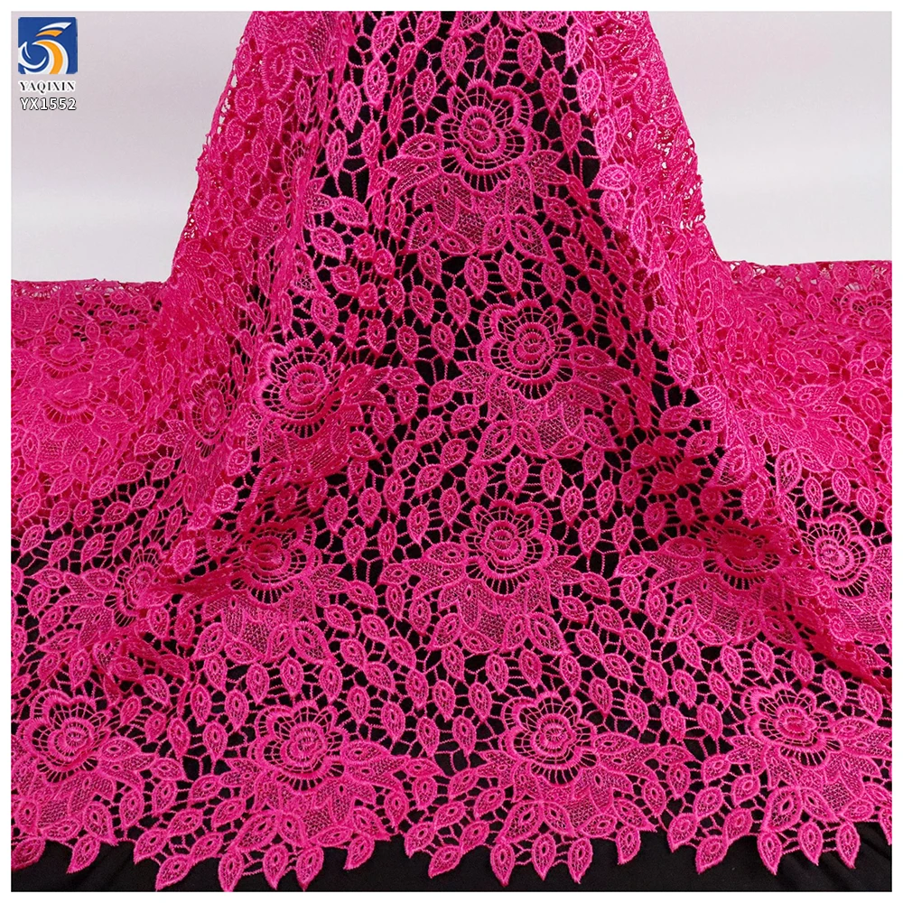 YX1552 Custom Color Floral Embroidery Lace Fabric Openwork Water Soluble Material for Fashion Apparel - 100% Polyester, 152...