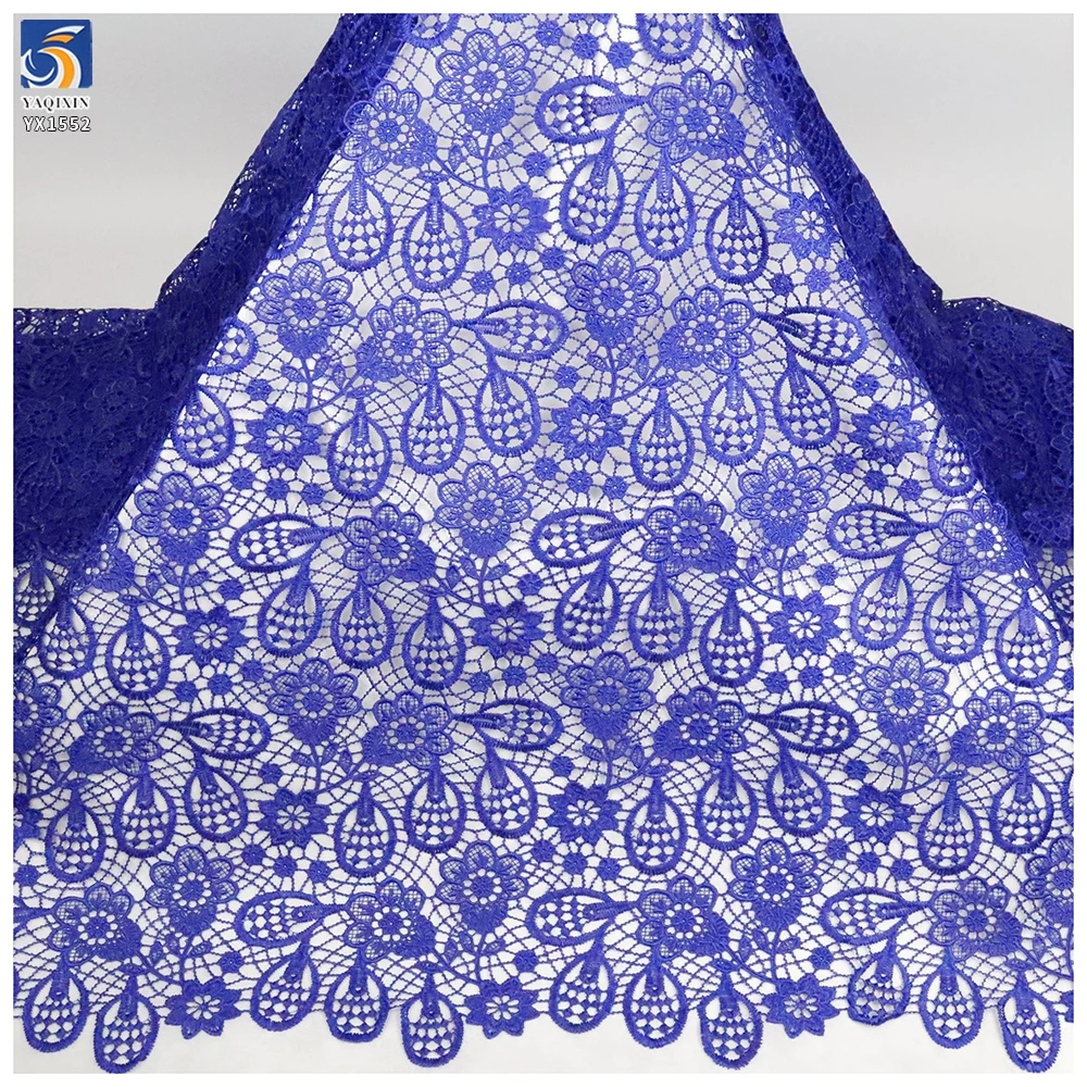 YX1552 Custom Color Floral Embroidery Lace Fabric Openwork Water Soluble Material for Fashion Apparel - 100% Polyester, 152...