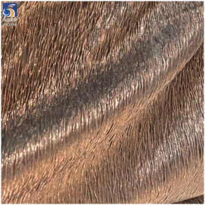 YX1556 Metallic Foil Printed Lurex Crinkle Chiffon Fabric 120gsm Bark Texture Material for Evening Dresses - 100% Polyester...