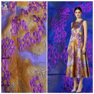 YX1560 Manufacturer Wholesale Two Tone Metallic Brocade Jacquard Fabric 150GSM for Women's Dresses and Fashion Apparel...