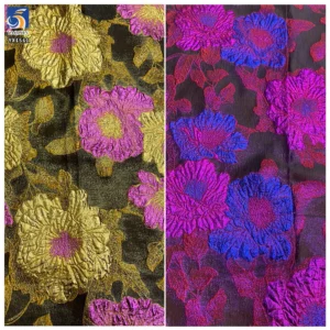 YX1561 Wholesale 150gsm Metallic Floral Brocade Fabric Raised Jacquard Material for Evening Dresses and Women's Gowns - 100%...