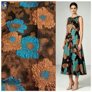 YX1561 Wholesale 150gsm Metallic Floral Brocade Fabric Raised Jacquard Material for Evening Dresses and Women's Gowns - 100%...