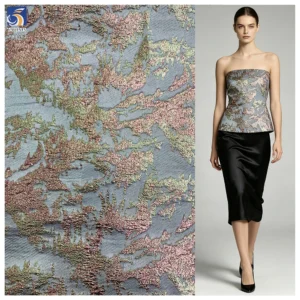 YX1562 B2B Manufacturer Multicolor Abstract Jacquard Brocade Fabric With Shiny Woven Texture for Women's Fashion Garments...