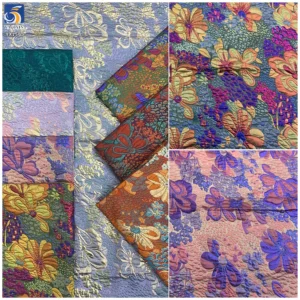 YX1563 B2B Wholesaler Polyester Large Flower Shiny Brocade Fabric Two Tone Jacquard Material for Formal Dresses and Skirts...