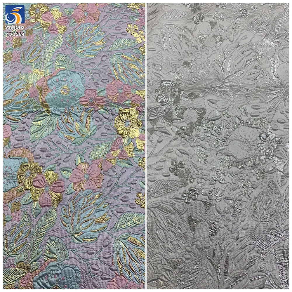 YX1564 Wholesale Large Botanical Flower Jacquard Brocade Fabric 150CM Wide for Formal Dresses and Fashion Garments - 100%...