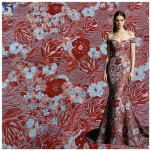 YX1564 Wholesale Large Botanical Flower Jacquard Brocade Fabric 150CM Wide for Formal Dresses and Fashion Garments - 100%...