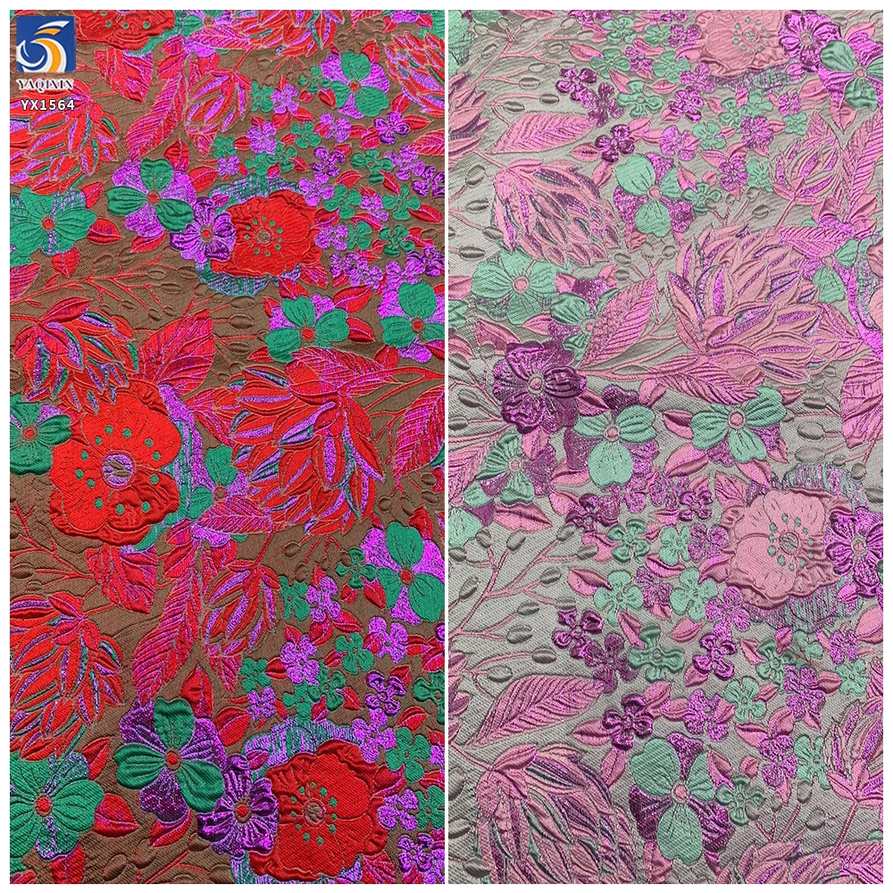 YX1564 Wholesale Large Botanical Flower Jacquard Brocade Fabric 150CM Wide for Formal Dresses and Fashion Garments - 100%...