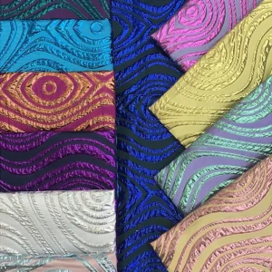 YX1565 Ethnic Style Polyester Metallic Jacquard Brocade Fabric With Circular Pattern for Traditional Garments and Robes...