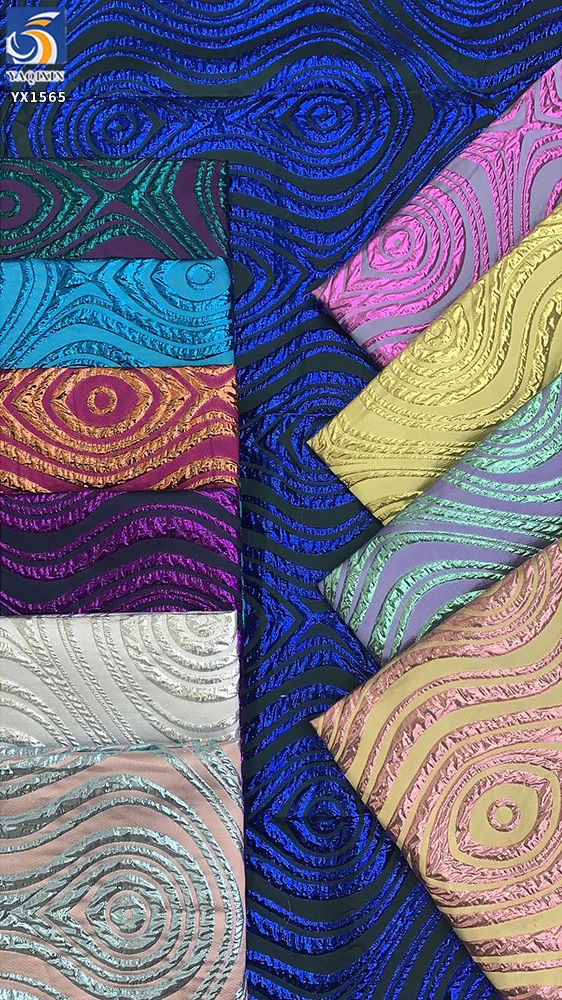 YX1565 Ethnic Style Polyester Metallic Jacquard Brocade Fabric With Circular Pattern for Traditional Garments and Robes...