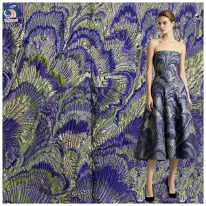 YX1567 Peacock Feather Jacquard Brocade Fabric for Dresses Traditional Clothing and Fashion Garment Sewing