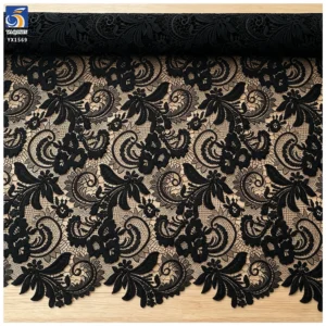YX1569 Custom Black Floral Water Soluble Lace Fabric for Dresses Garments and Fashion Design - 100% Polyester, 50, 52", Lace...