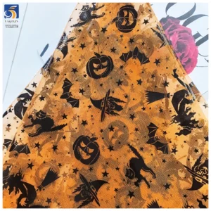 YX1570 Halloween Printed Mesh Fabric Polyester Tulle for Party Decoration Photo Background and Crafts - 100% Polyester, 30...