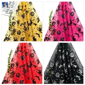 YX1570 Halloween Printed Mesh Fabric Polyester Tulle for Party Decoration Photo Background and Crafts