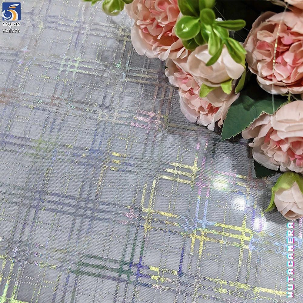 YX1573 Ready to Ship Holographic Printed Tulle Fabric for Dressmaking Garment and Wholesale Supply - 100% Polyester, 35 gsm...