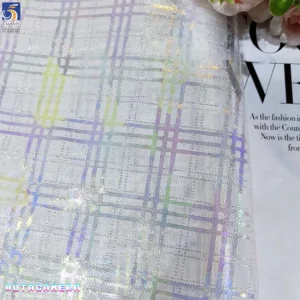YX1573 Ready to Ship Holographic Printed Tulle Fabric for Dressmaking Garment and Wholesale Supply - 100% Polyester, 35 gsm...