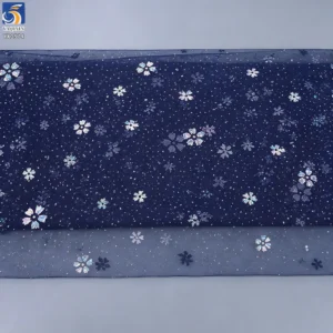 YX1574 Holographic Flower Sequin Glitter Tulle Fabric for Girls Dresses Kids Gowns and Fashion Apparel - 100% Polyester, 35...