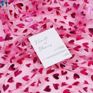 YX1575 Polyester Metallic Valentine Heart Tulle Fabric for Girls Party Dresses Princess Gowns and Kids Fashion Clothing...