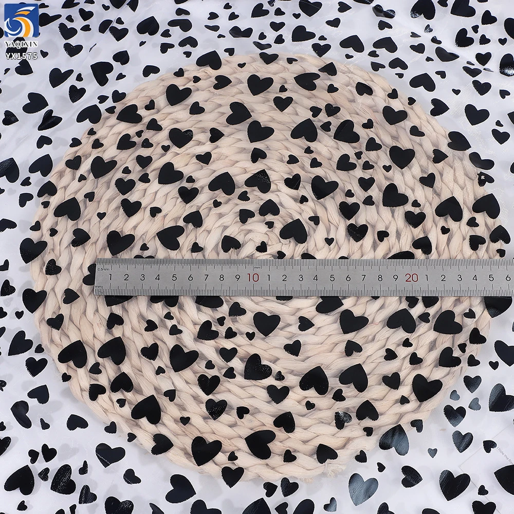 YX1575 Polyester Metallic Valentine Heart Tulle Fabric for Girls Party Dresses Princess Gowns and Kids Fashion Clothing...