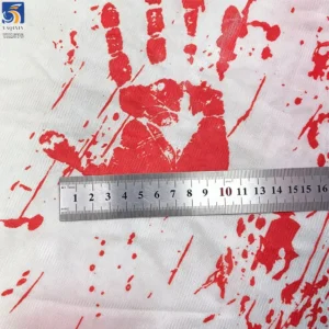 YX1576 Halloween Bloody Handprint Printed Chiffon Fabric for Costumes Party Decor and Fashion Apparel - 100% Polyester, 130...