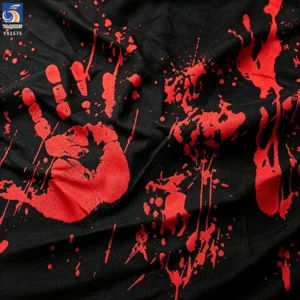 YX1576 Halloween Bloody Handprint Printed Chiffon Fabric for Costumes Party Decor and Fashion Apparel - 100% Polyester, 130...