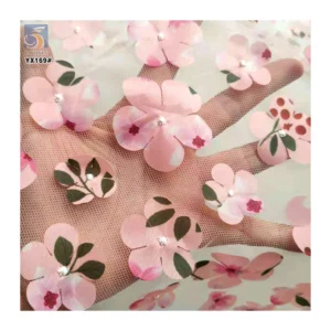 YX169 Custom Cheap Golden Supplier 3D Knitted Embroidery Fabric Mesh Laser Embroidered 3D Floral Tulle Fabric - 100%...