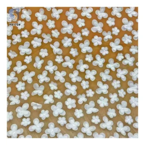 YX170 Competitive Price Flower Embroidery 3D Tulle Fabric Solid Polyester Double Layer 3D Flower Embroidery Fabric - 100%...