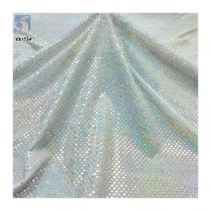 YX175 Shiny 3.5mm Luxury Sequin Fabric 180gsm Stamping Shiny Polka Dot Sequins Rhinestone Fabric - Polyester / Metallic...