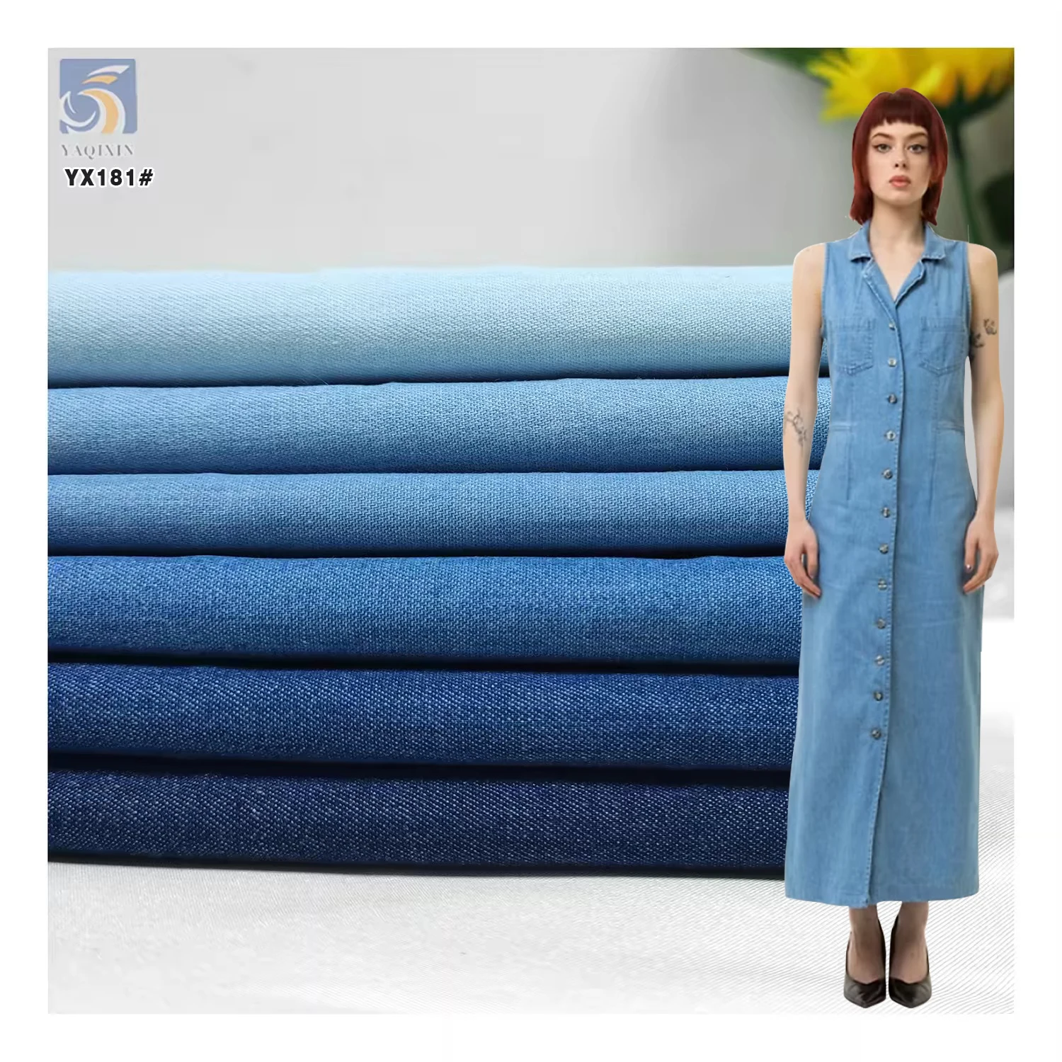 YX181 Wholesale Price Custom Thin Material Washed 4 oz Plain Denim Lightweight Cotton Fabric - 100% Cotton, 4 gsm, 150 CM...