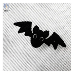 YX195 Custom Stage Costume Cartoon Flocking Tulle Fabric Mesh Black Bat Halloween Festival Polyester Fabric - 100%...