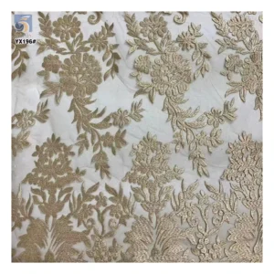 YX196 Hot Full Width Embroidery Tulle Lace Fabric for Women Skirt Heavy Handmade Embroidery Thick Lace Fabric - 100%...