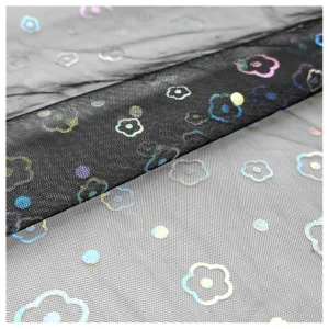 YX2017 2025 New Bud Print Illusion Mesh Foil Film Printed Tulle Fabric for Children's Dresses Fashion Gowns - 100%...