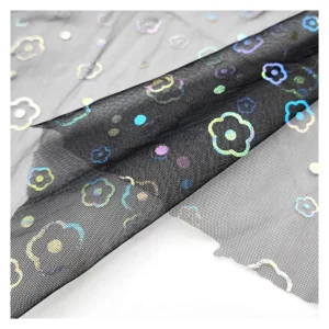 YX2017 2025 New Bud Print Illusion Mesh Foil Film Printed Tulle Fabric for Children's Dresses Fashion Gowns - 100%...