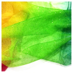 YX2049 New Style Rainbow Gradient Mesh Tulle Fabric Bling Bling Glitter Sparkle Tulle Fabric for Women's Dress - 100%...