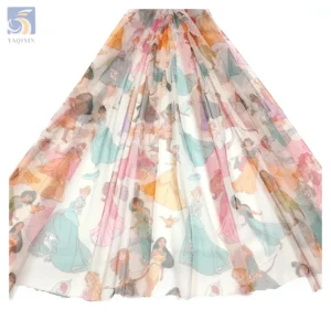 YX2095-1 Soft Tulle Custom Printed Princess Pattern European and American Children's Fabric - 100% Polyester, 30 gsm, 57...