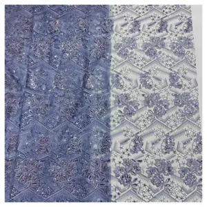 YX2101 Hot Sales Polyester Emerald Green Roses Flower Embroidery Net Lace Fabric with Sequin Wedding Dress - 100% Polyester...