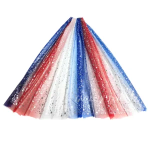 YX2117 American Independence Day Design Fabric Polyester Gradient Rainbow Digital Print Shiny Galaxy Star Tulle Mesh Fabric...