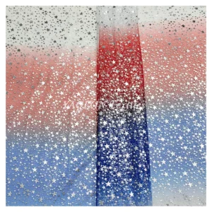 YX2117 American Independence Day Design Fabric Polyester Gradient Rainbow Digital Print Shiny Galaxy Star Tulle Mesh Fabric...