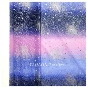 YX2118 Blue Pink Black Three-Color Ombre Tulle Fabric Wedding Dress Iridescent Sequins Dot Star Mesh Tulle Lace Fabric...