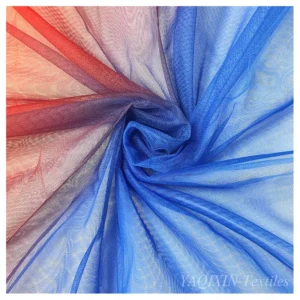 YX2124-1 American Flag Colors Polyester Gradient Digital Print Tulle Fabric 4th of July Mesh Tulle Fabric for Independence...