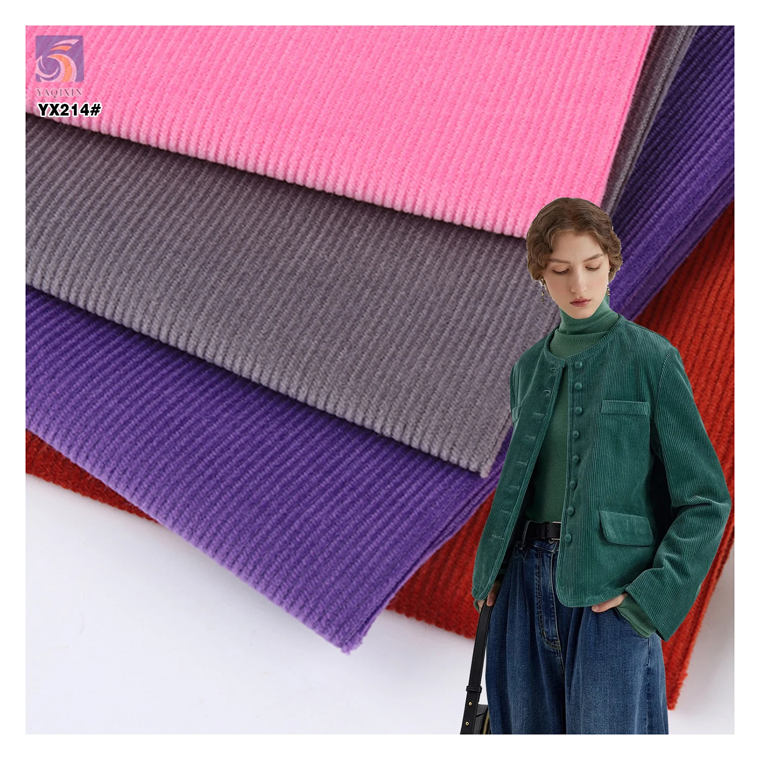 YX214 Hot Selling 16 Wale 200gsm Lightweight Thin 100% Cotton Corduroy Fabric for Clothing - 100% Cotton, Non-Stretch 100%...