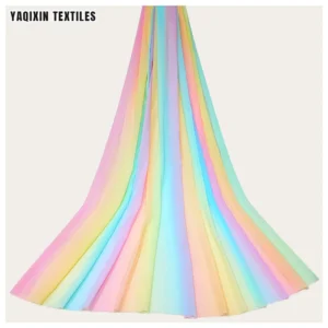 YX2159 2025 New Design Stylish Digital Printing Chiffon Fabric 5 Light Colors Dress Ombre Rainbow Chiffon Fabric by Roll...