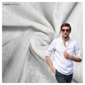 YX2168 Wholesale 170-180gsm White Washed 12*12 Slub 70%Cotton Rayon 30%Linen Fabric for Trouser/Shirt - Rayon, Linen, 170...
