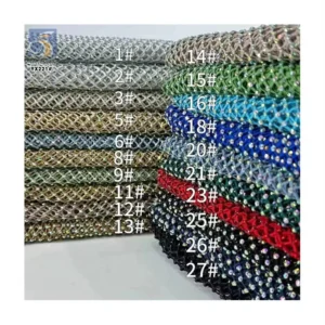 YX221 Wholesale 130gsm Polyester Net Mesh Glitter 3D Rhinestone Fabric - Polyester, Metallic, 130g, 152 CM, Mesh, Knitted...