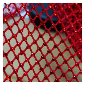 YX221 Wholesale 130gsm Polyester Net Mesh Glitter 3D Rhinestone Fabric - Polyester, Metallic, 130g, 152 CM, Mesh, Knitted...
