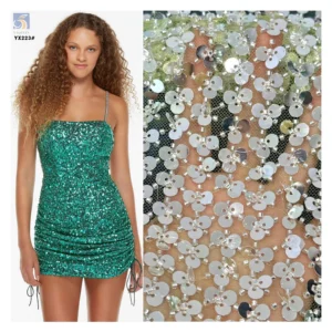 YX223 New Fashion French Wedding Dress Beaded Tube Embroidery Lace Fabric Heavyweight Embroidered Sequin Lace Fabric...