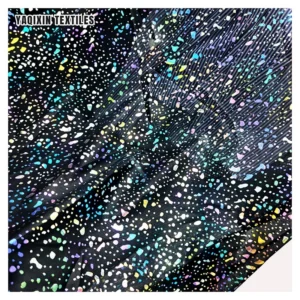 YX2234 New Fluorescent Effect Black Soft Polyester Colorful Glitter Mesh Tulle Fabric Knit Reflective Luminous Mesh Fabric...