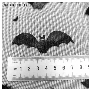 YX2235 Best Selling Halloween/Spooky Style Dark Night Bat Printed Mesh Fabric Black Polyester Mesh Skirts Fabric Stage...