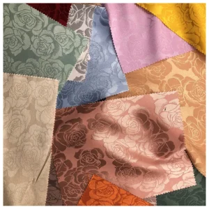 YX2275 Classic Rose Floral Jacquard Satin Fabric Chinese Traditional Hanfu Shirt Fabric - 100% Polyester, 80 gsm, 150 CM...